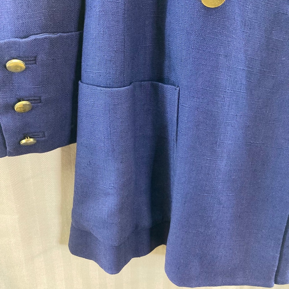 Vtg Frank Smith Saks Fifth Avenue Double Breasted Blue Wool Blend Blazer Coat 8 - Picture 9 of 13